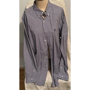 Polo Ralph Lauren Shirt Men Classic Fit Blue Plaid Check Long Sleeve Sz 17 36/37